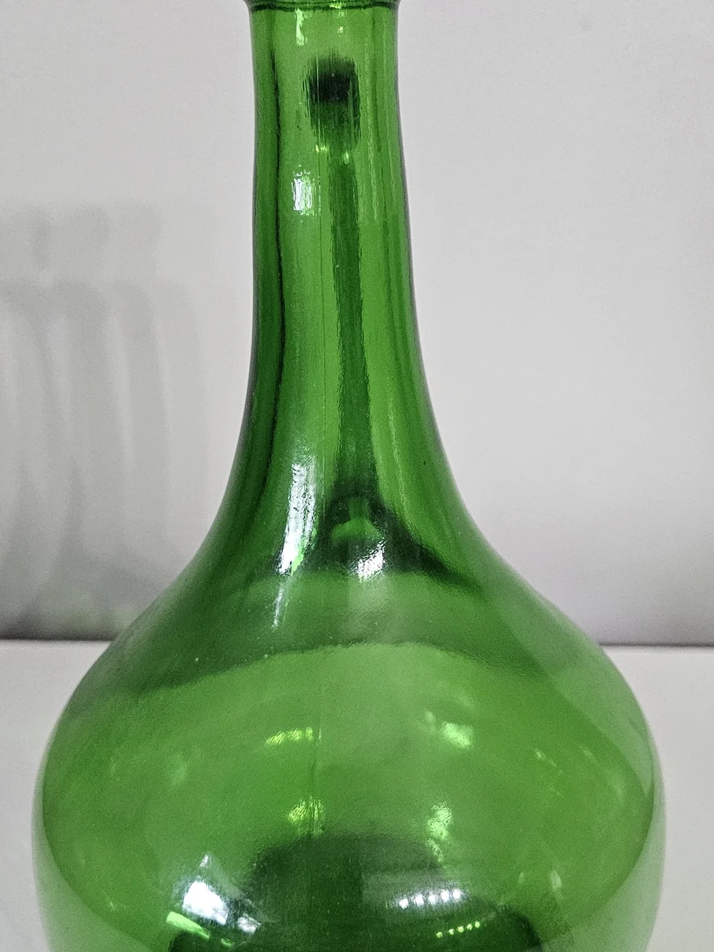 Green Glass Handled Decanter Bottle